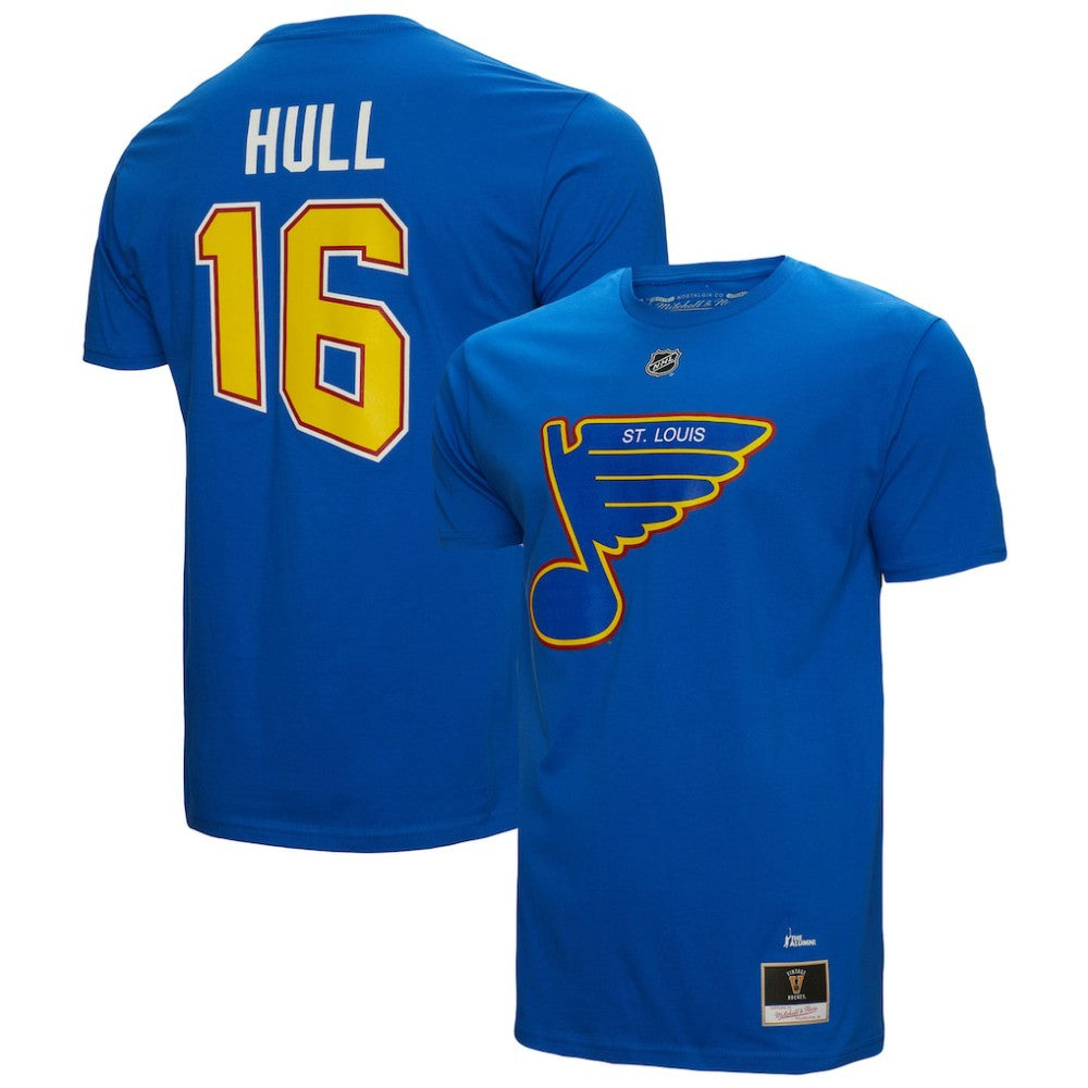 NHL Blue Brett Hull St. Louis Blues Mitchell & Ness Name & Number T-Shirt