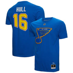 NHL Blue Brett Hull St. Louis Blues Mitchell & Ness Name & Number T-Shirt