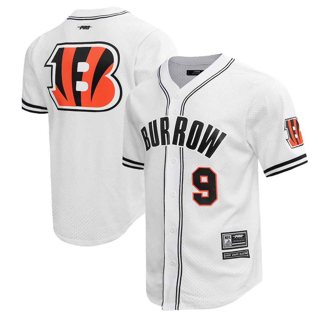 Joe Burrow  Pro Standard Mesh Baseball Button-Up T-Shirt - Cincinnati Bengals