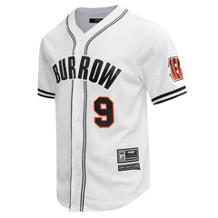 Joe Burrow  Pro Standard Mesh Baseball Button-Up T-Shirt - Cincinnati Bengals