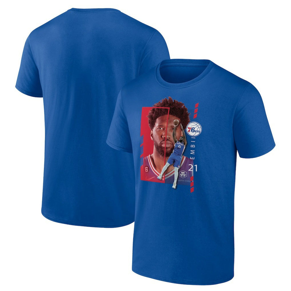 NBA Joel Embiid Philadelphia 76ers Player Name & Number Jump Pass T-shirt