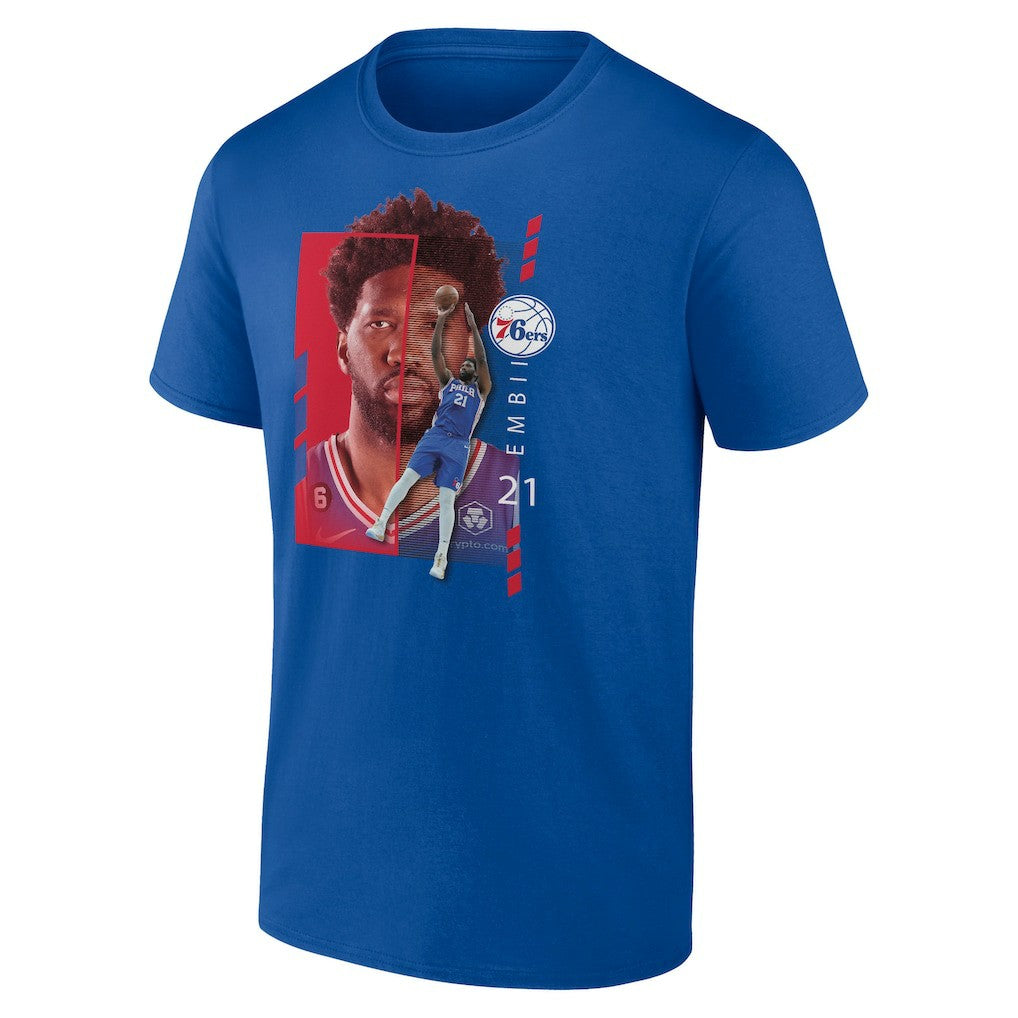 NBA Joel Embiid Philadelphia 76ers Player Name & Number Jump Pass T-shirt