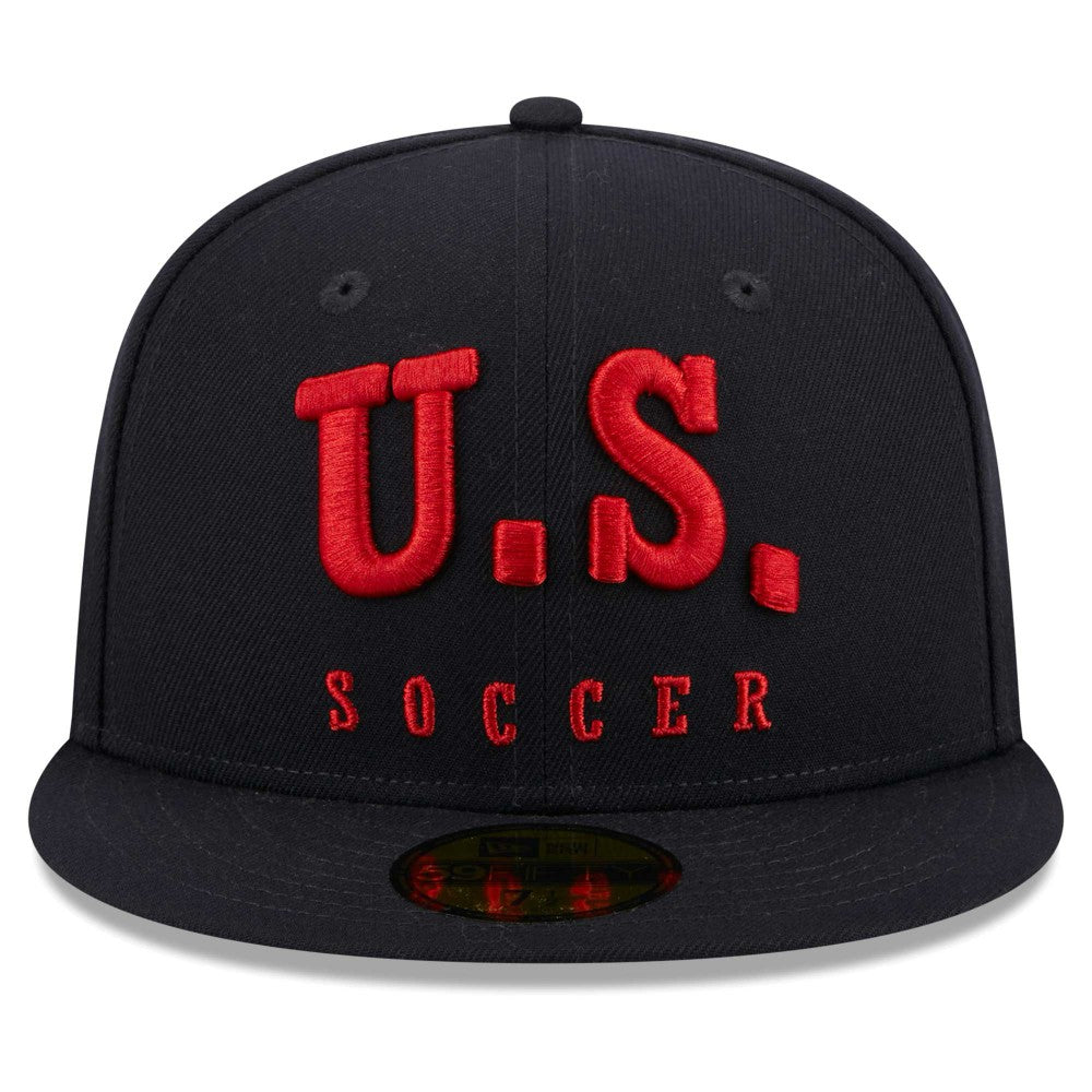 USMNT New Era Text 59FIFTY Fitted Hat - New Era Navy