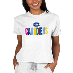 NHL Oatmeal Montreal Canadiens Concepts Sport Women's Tri-Blend Mainstream Terry Short Sleeve Sweatshirt Top