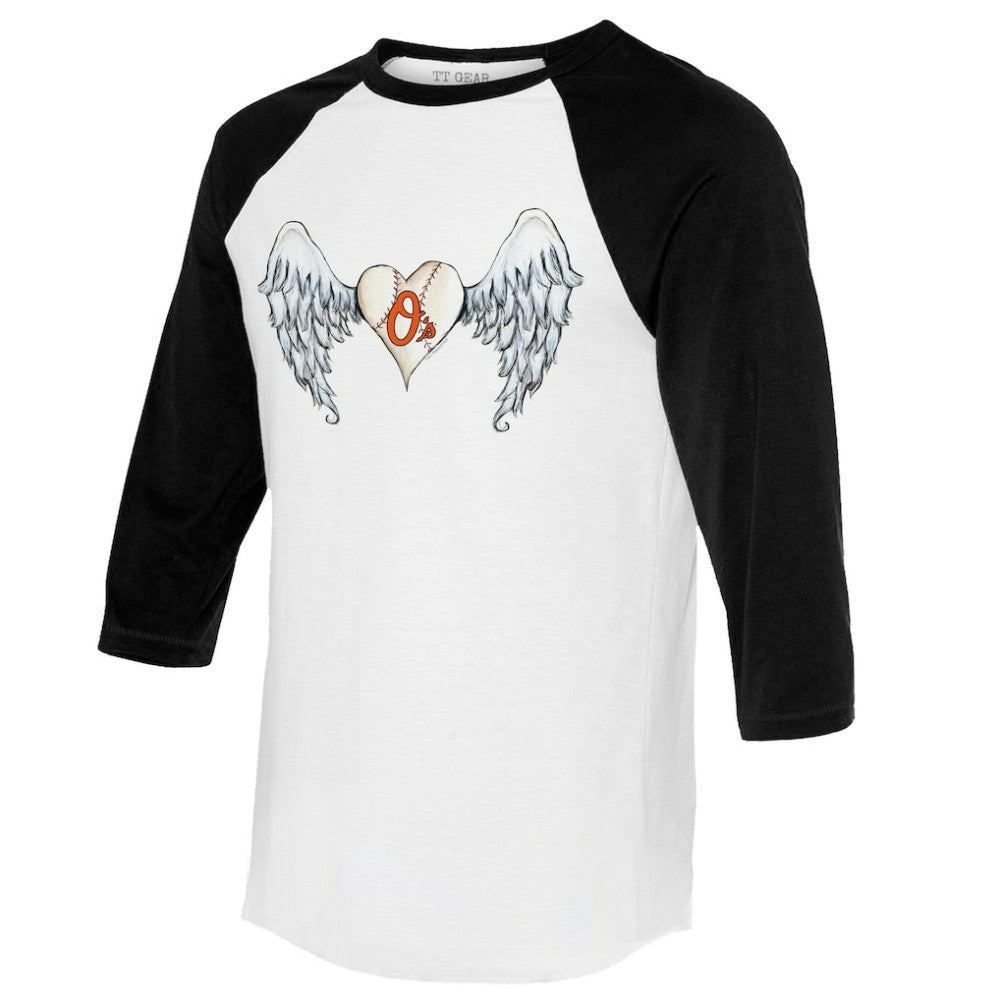 MLB Baltimore Orioles Tiny Turnip Women's Angel Wings 3/4-Sleeve Raglan T-Shirt