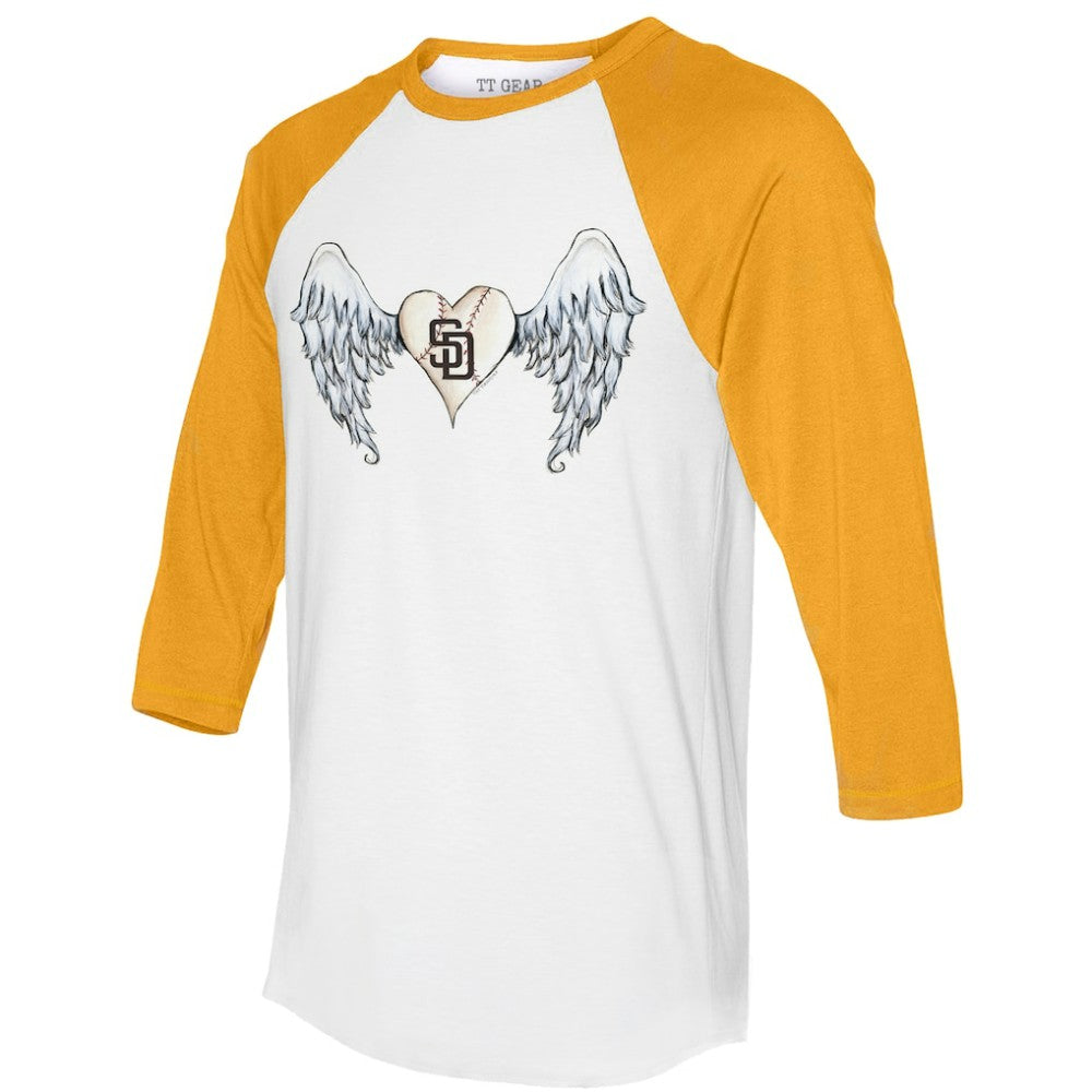 MLB San Diego Padres Tiny Turnip Women's Angel Wings 3/4-Sleeve Raglan T-Shirt