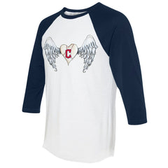 MLB Cleveland Guardians Tiny Turnip Women's Angel Wings 3/4-Sleeve Raglan T-Shirt
