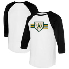 MLB Athletics Tiny Turnip Women's Base Stripe 3/4-Sleeve Raglan T-Shirt