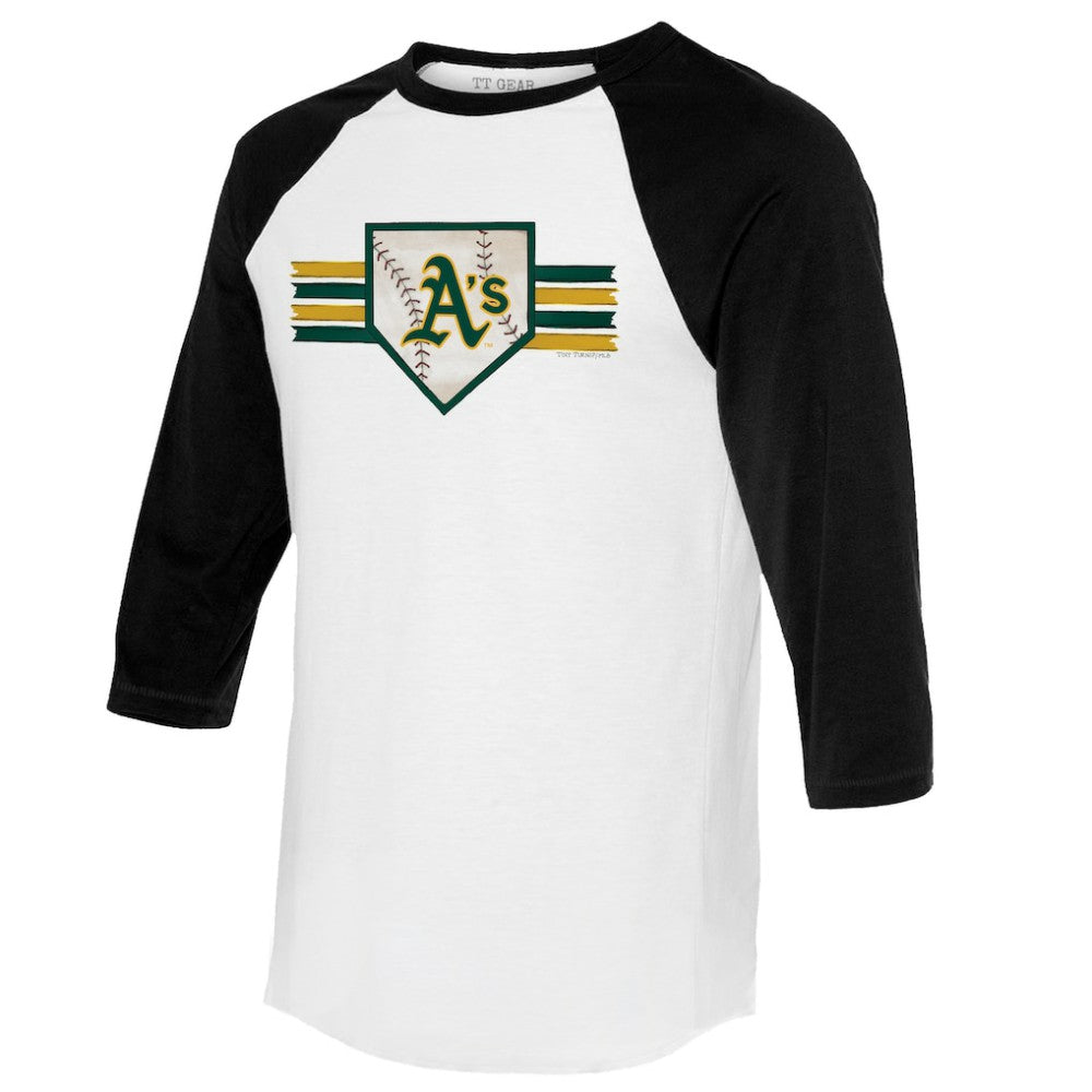 MLB Athletics Tiny Turnip Women's Base Stripe 3/4-Sleeve Raglan T-Shirt
