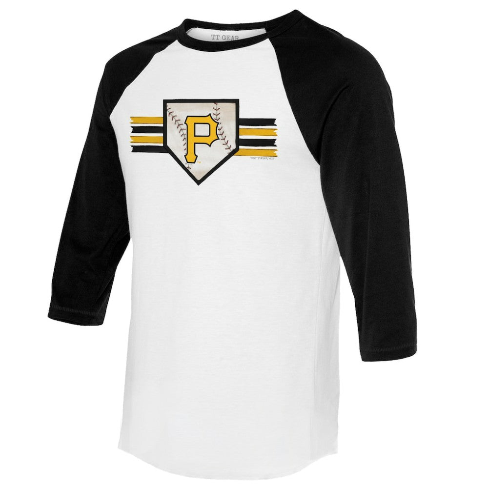 MLB Pittsburgh Pirates Tiny Turnip Women's Base Stripe 3/4-Sleeve Raglan T-Shirt