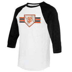 MLB San Francisco Giants Tiny Turnip Women's Base Stripe 3/4-Sleeve Raglan T-Shirt