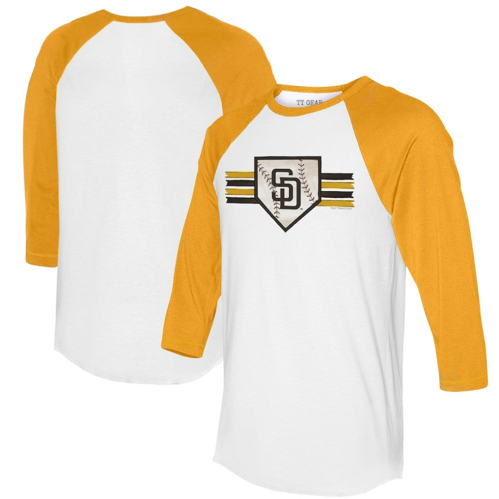 MLB San Diego Padres Tiny Turnip Women's Base Stripe 3/4-Sleeve Raglan T-Shirt