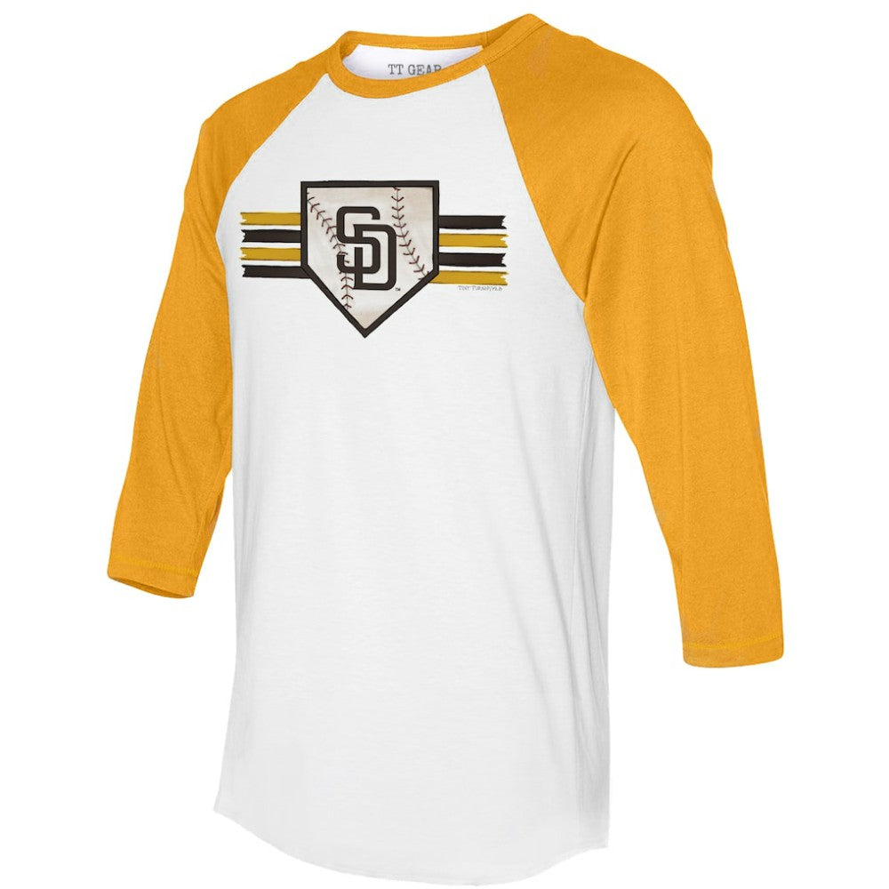 MLB San Diego Padres Tiny Turnip Women's Base Stripe 3/4-Sleeve Raglan T-Shirt