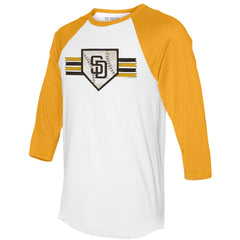 MLB San Diego Padres Tiny Turnip Women's Base Stripe 3/4-Sleeve Raglan T-Shirt