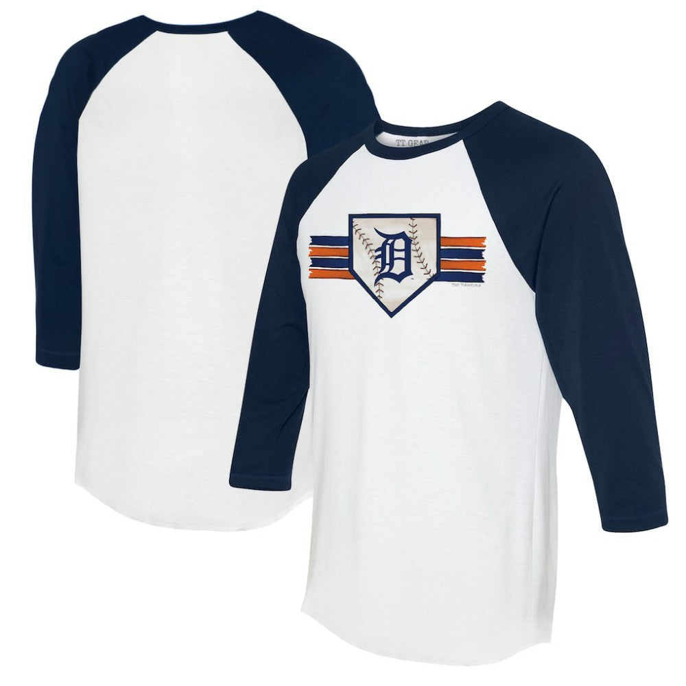 MLB Detroit Tigers Tiny Turnip Women's Base Stripe 3/4-Sleeve Raglan T-Shirt