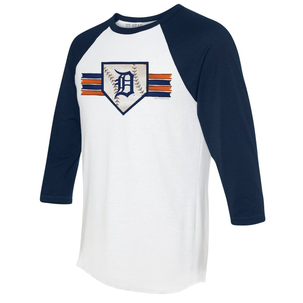 MLB Detroit Tigers Tiny Turnip Women's Base Stripe 3/4-Sleeve Raglan T-Shirt