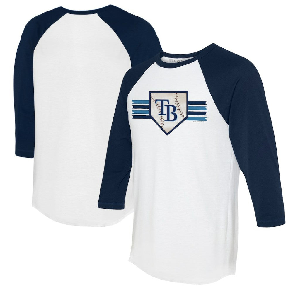 MLB Tampa Bay Rays Tiny Turnip Women's Base Stripe 3/4-Sleeve Raglan T-Shirt