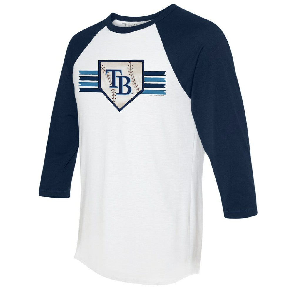 MLB Tampa Bay Rays Tiny Turnip Women's Base Stripe 3/4-Sleeve Raglan T-Shirt
