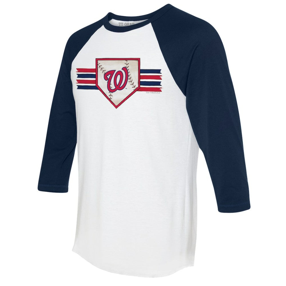MLB Washington Nationals Tiny Turnip Women's Base Stripe 3/4-Sleeve Raglan T-Shirt