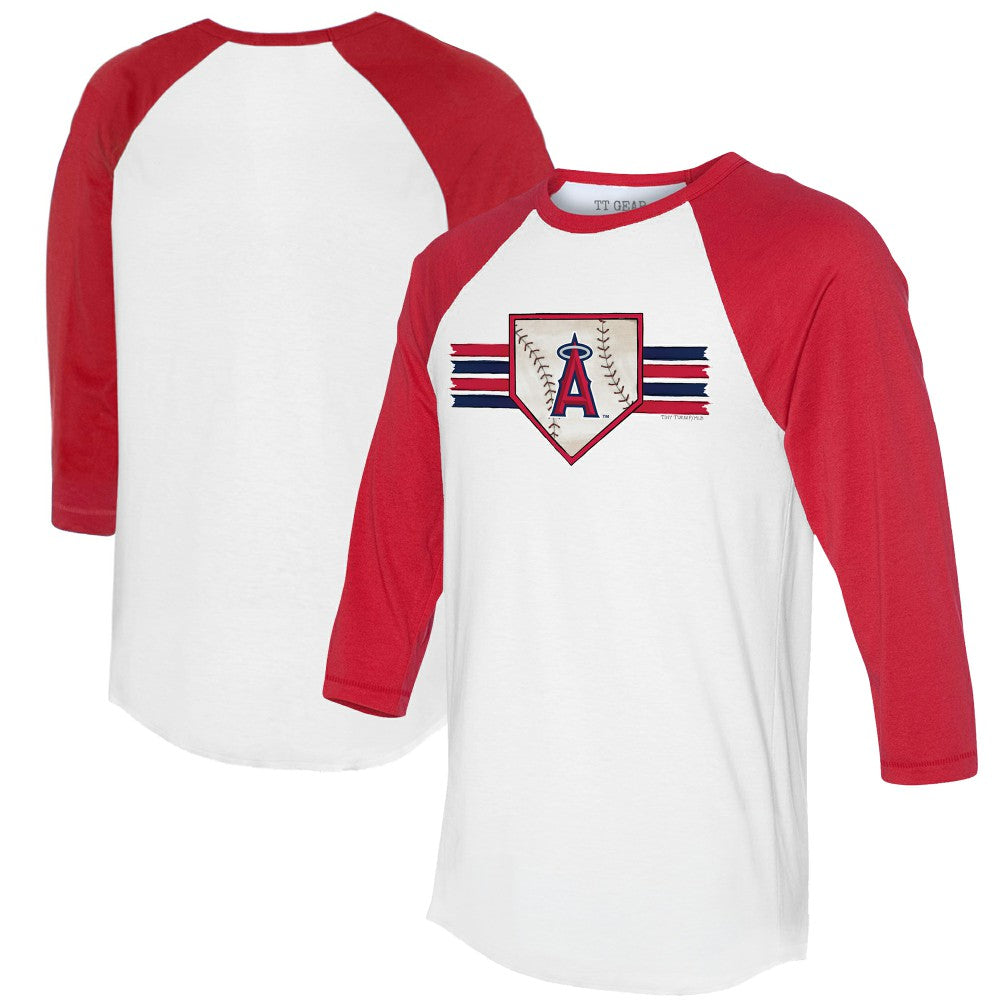MLB Los Angeles Angels Tiny Turnip Women's Base Stripe 3/4-Sleeve Raglan T-Shirt