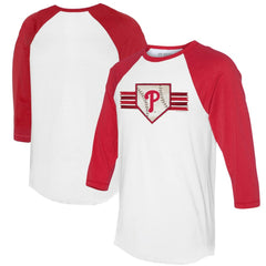 MLB Philadelphia Phillies Tiny Turnip Women's Base Stripe 3/4-Sleeve Raglan T-Shirt