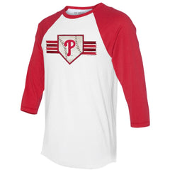 MLB Philadelphia Phillies Tiny Turnip Women's Base Stripe 3/4-Sleeve Raglan T-Shirt
