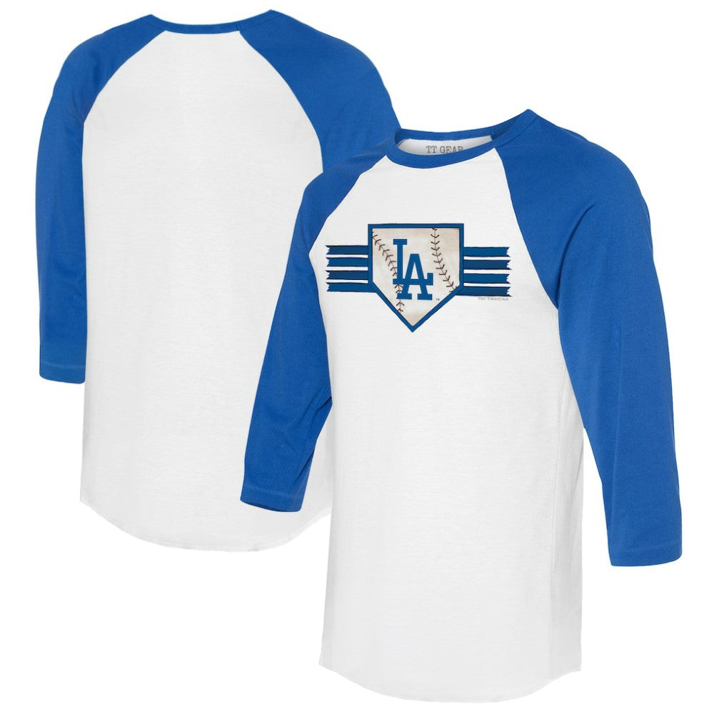 MLB Los Angeles Dodgers Tiny Turnip Women's Base Stripe 3/4-Sleeve Raglan T-Shirt