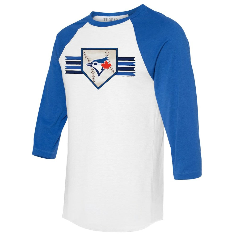 MLB Toronto Blue Jays Tiny Turnip Women's Base Stripe 3/4-Sleeve Raglan T-Shirt