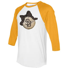 MLB San Diego Padres Tiny Turnip Women's Baseball Bow 3/4-Sleeve Raglan T-Shirt