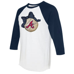 MLB Atlanta Braves Tiny Turnip Women's Baseball Bow 3/4-Sleeve Raglan T-Shirt