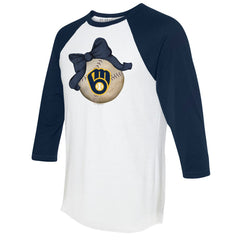 MLB Milwaukee Brewers Tiny Turnip Women's Baseball Bow 3/4-Sleeve Raglan T-Shirt