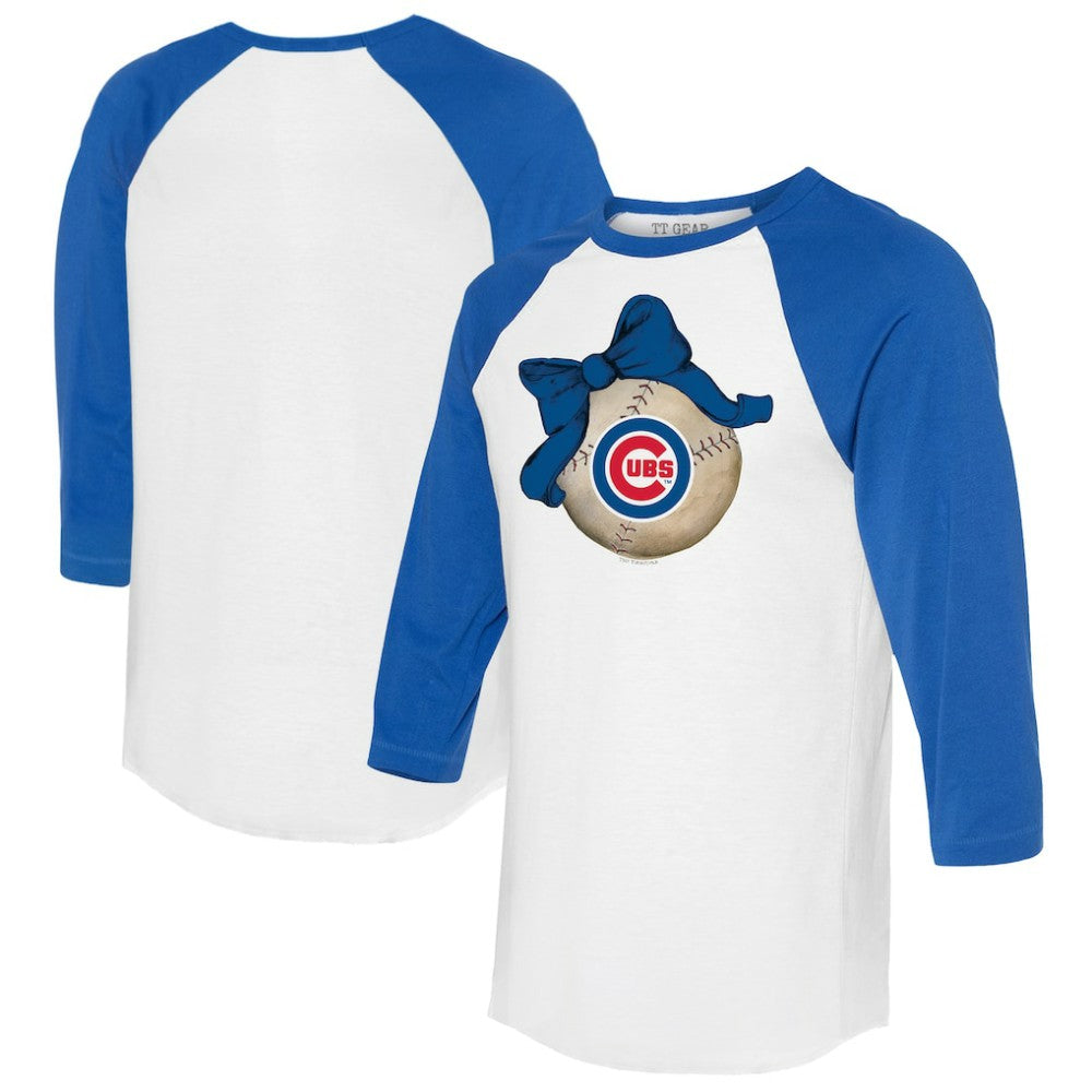 MLB Chicago Cubs Tiny Turnip Women's Baseball Bow 3/4-Sleeve Raglan T-Shirt