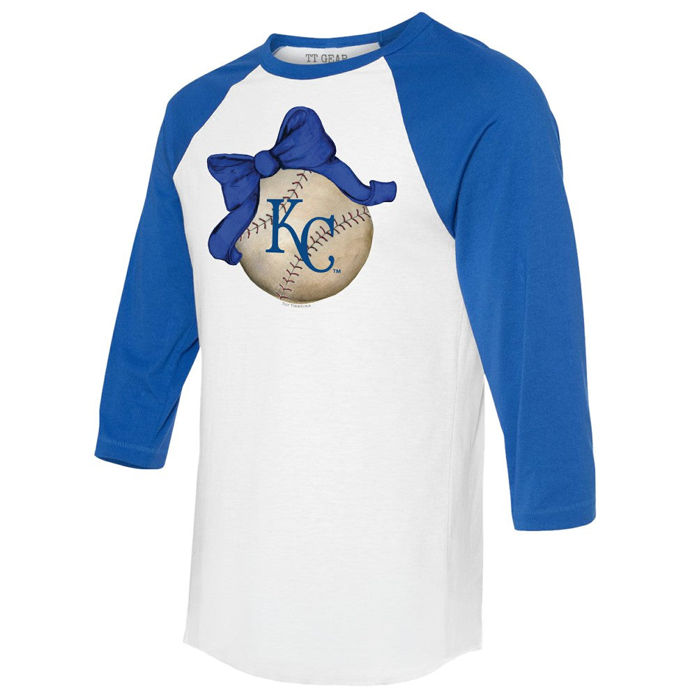 MLB Kansas City Royals Tiny Turnip Women's Baseball Bow 3/4-Sleeve Raglan T-Shirt