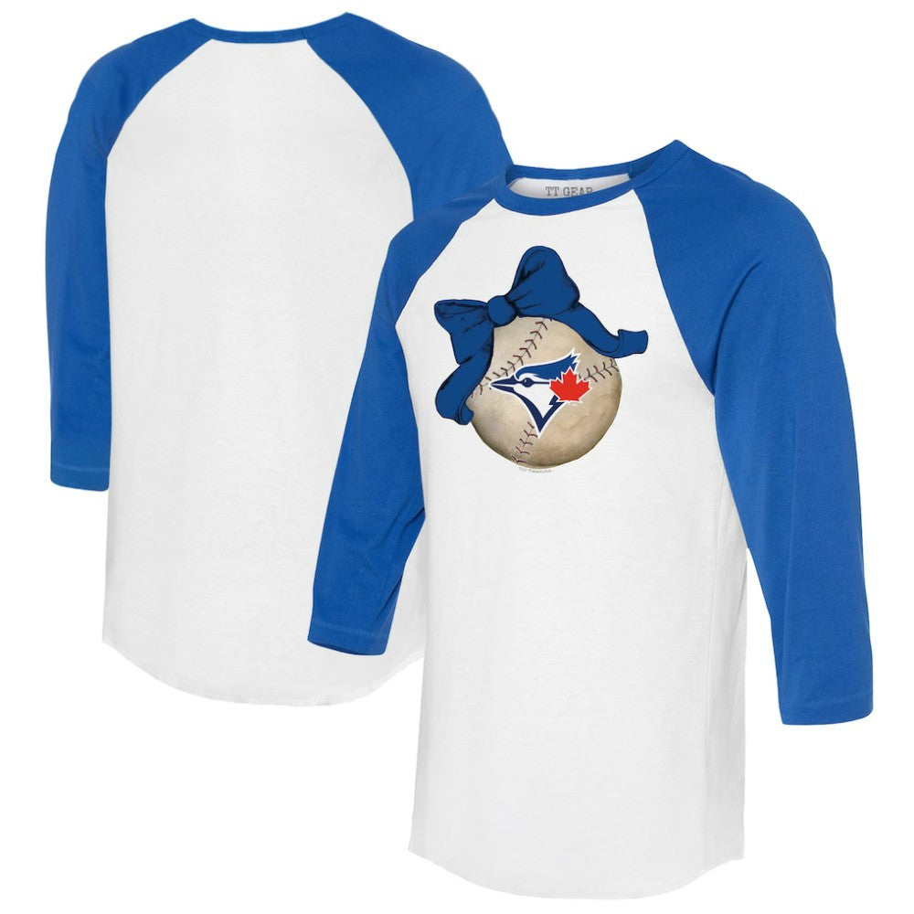 MLB Toronto Blue Jays Tiny Turnip Women's Baseball Bow 3/4-Sleeve Raglan T-Shirt