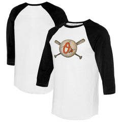 MLB Baltimore Orioles Tiny Turnip Women's Baseball Cross Bats 3/4-Sleeve Raglan T-Shirt