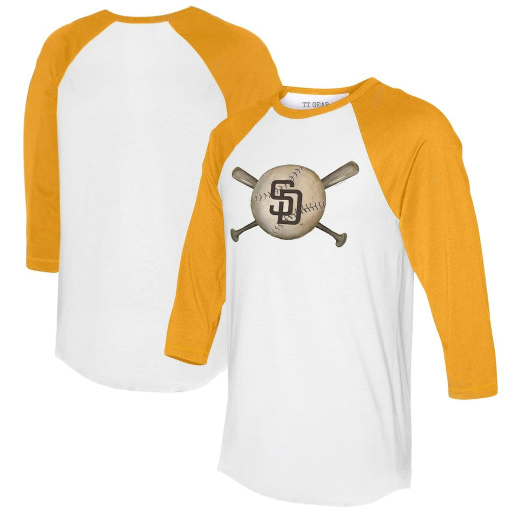 MLB San Diego Padres Tiny Turnip Women's Baseball Cross Bats 3/4-Sleeve Raglan T-Shirt