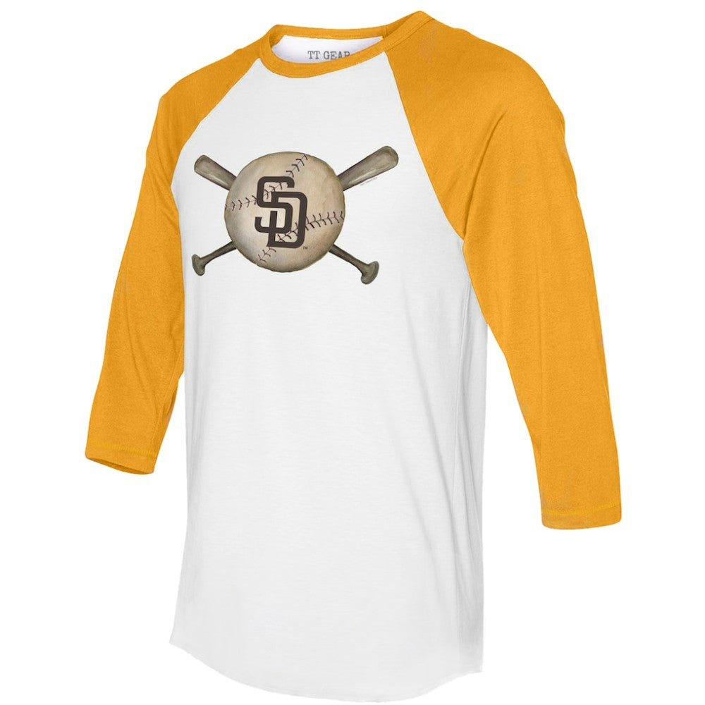 MLB San Diego Padres Tiny Turnip Women's Baseball Cross Bats 3/4-Sleeve Raglan T-Shirt