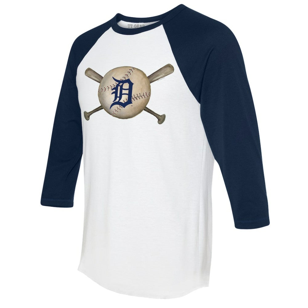 MLB Detroit Tigers Tiny Turnip Women's Baseball Cross Bats 3/4-Sleeve Raglan T-Shirt