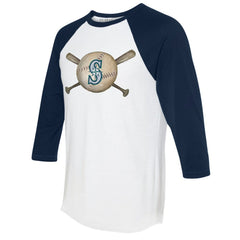 MLB Seattle Mariners Tiny Turnip Women's Baseball Cross Bats 3/4-Sleeve Raglan T-Shirt