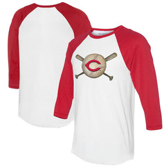 MLB Cincinnati Reds Tiny Turnip Women's Baseball Cross Bats 3/4-Sleeve Raglan T-Shirt