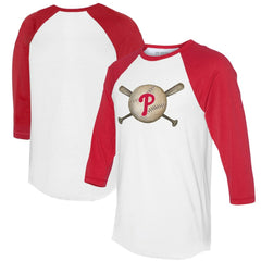 MLB Philadelphia Phillies Tiny Turnip Women's Baseball Cross Bats 3/4-Sleeve Raglan T-Shirt