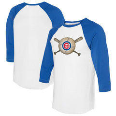 MLB Chicago Cubs Tiny Turnip Women's Baseball Cross Bats 3/4-Sleeve Raglan T-Shirt