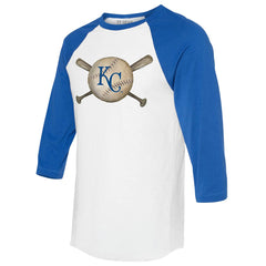 MLB Kansas City Royals Tiny Turnip Women's Baseball Cross Bats 3/4-Sleeve Raglan T-Shirt