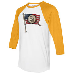 MLB San Diego Padres Tiny Turnip Women's Baseball Flag 3/4-Sleeve Raglan T-Shirt