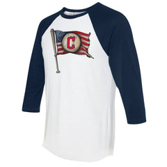 MLB Cleveland Guardians Tiny Turnip Women's Baseball Flag 3/4-Sleeve Raglan T-Shirt