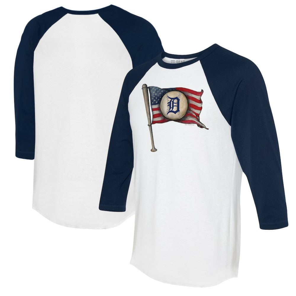 MLB Detroit Tigers Tiny Turnip Women's Baseball Flag 3/4-Sleeve Raglan T-Shirt