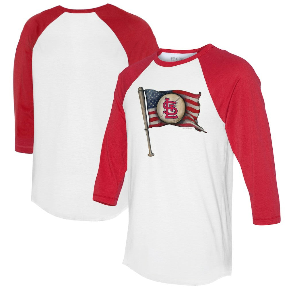 MLB St. Louis Cardinals Tiny Turnip Women's Baseball Flag 3/4-Sleeve Raglan T-Shirt