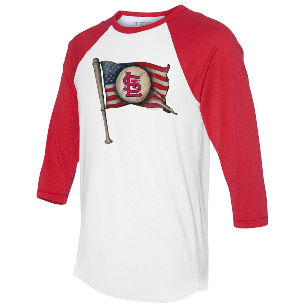 MLB St. Louis Cardinals Tiny Turnip Women's Baseball Flag 3/4-Sleeve Raglan T-Shirt