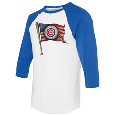 MLB Chicago Cubs Tiny Turnip Women's Baseball Flag 3/4-Sleeve Raglan T-Shirt