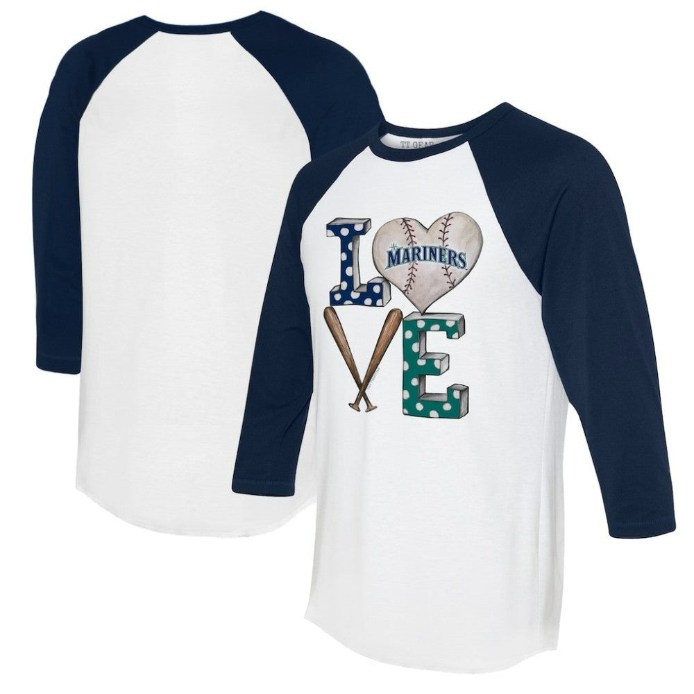 MLB Seattle Mariners Tiny Turnip Women's Baseball Love Raglan 3/4-Sleeve T-Shirt